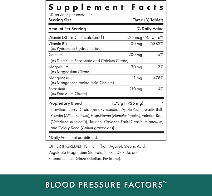 MICHAEL'S Health Naturopathic Programs Blood Pressure Factors - 90 Vegetarian Tablets - Provides Fluid Balance Support - Kosher - 30 Servings