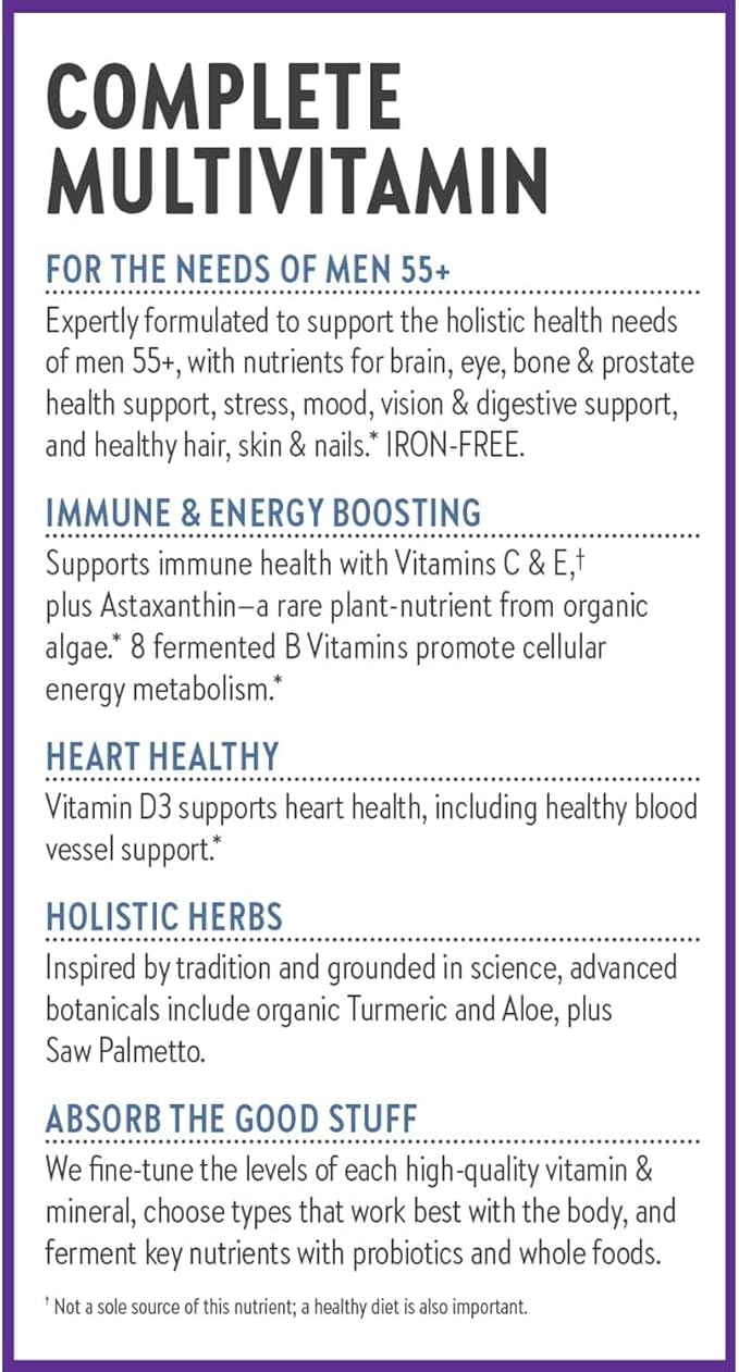 New Chapter Men's Multivitamin 50 Plus for Brain, Heart, Digestive, Prostate & Immune Support with 20+ Nutrients + Astaxanthin - Every Man's One Daily 55+, Gentle on The Stomach - 96 ct