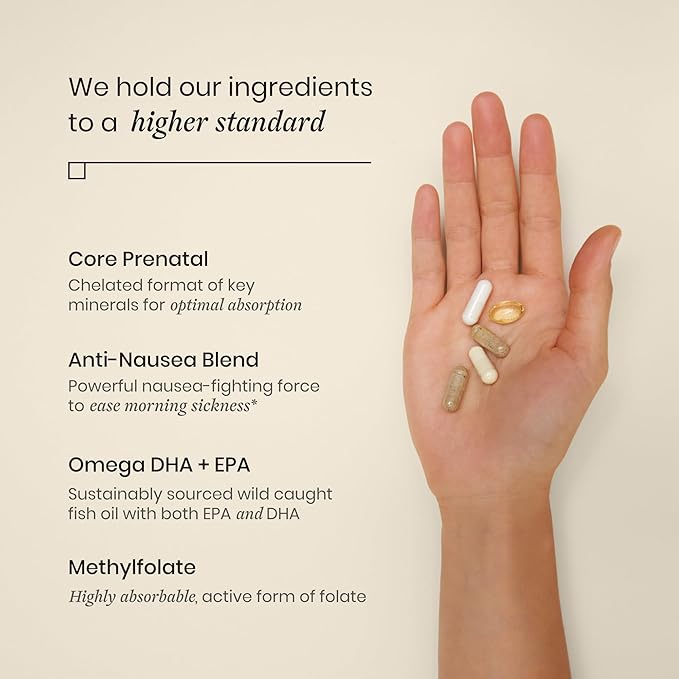 Perelel 1st Trimester Prenatal Pack - Prenatal Omega 3 Vitamins for Women - Gluten, Dairy and Soy-Free + Non-GMO (30 Daily Pill Packs)