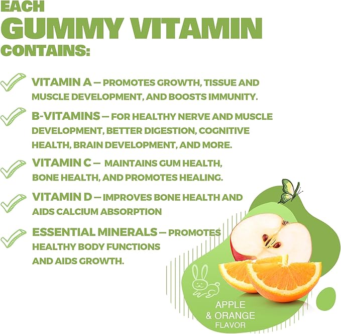 Tayba Nutritionals Kids Multi-Vitamin Gummy Bears with Vitamin A, Vitamin C, Vitamin D, Vitamin E, Biotin, Zinc, & More, 90 Count - Halal Certified, Vegetarian, Gelatin Free, Made in USA