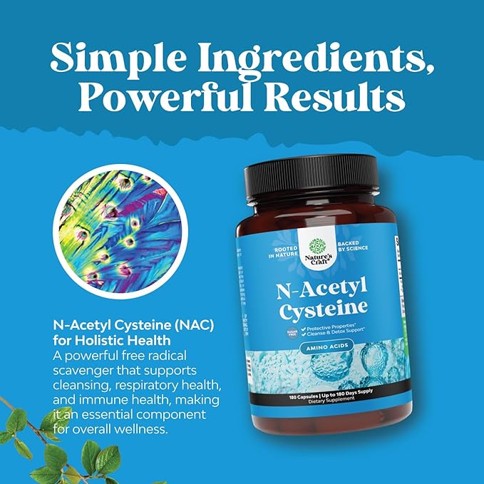 NAC Supplement N-Acetyl Cysteine 600mg - Potent Vegan High Absorption NAC 600 mg Capsules Glutathione Precursor for Liver Cleanse Detox & Repair plus Lung Health and Immunity Support (180ct)