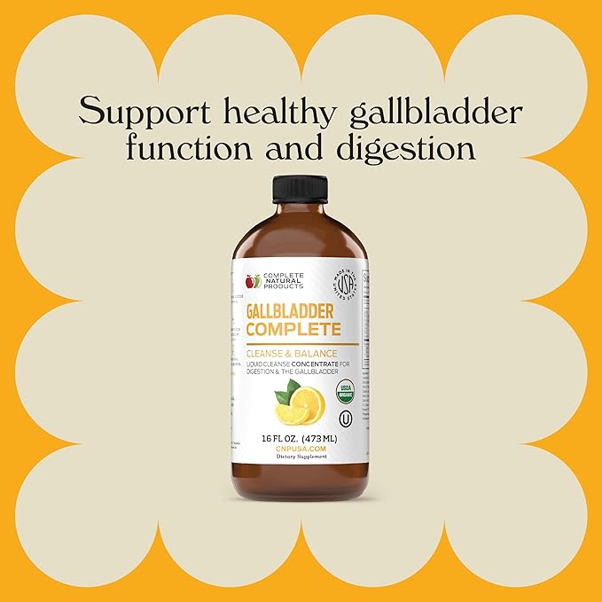 Complete Natural Gallbladder Complete - Liquid Supplement for Gallbladder Support, Liver Cleanse, and Digestive Health with Apple Cider Vinegar, Turmeric, Beet, Digestive Enzymes, Milk Thistle - 16oz