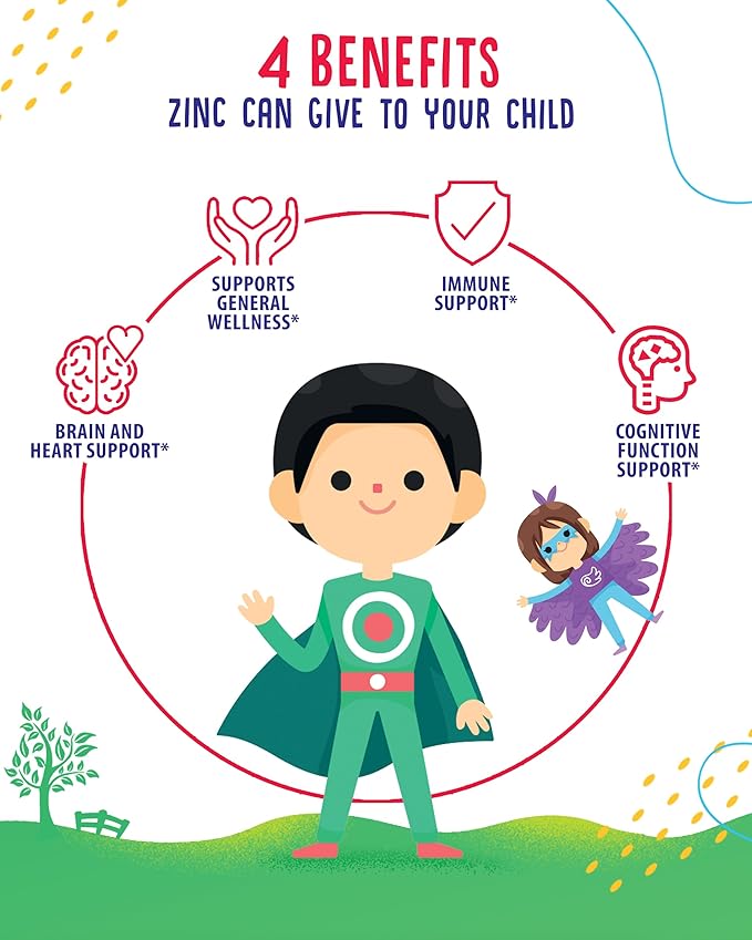 Zinc Gummies for Kids - Chewable Zinc Gummy Supplement for Children Immune Support - Low Sugar Natural Antioxidant Non-GMO Zinc Vitamin Chewables for Toddlers & Teens