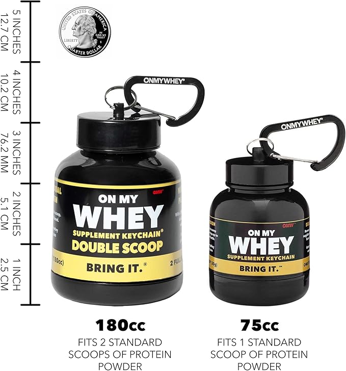 Protein Powder Container To Go - Travel Water Bottle Funnel For Mixes, Portable Pre Workout Supplement Containers & Dispenser Funnels, Mini Preworkout Supplements Holder Keychain Bottles