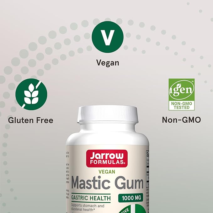 Jarrow Formulas Mastic Gum 1000 mg, Dietary Supplement for Gastrointestinal Health Support, 60 Veggie Capsules, 30 Day Supply, (Pack of 12)