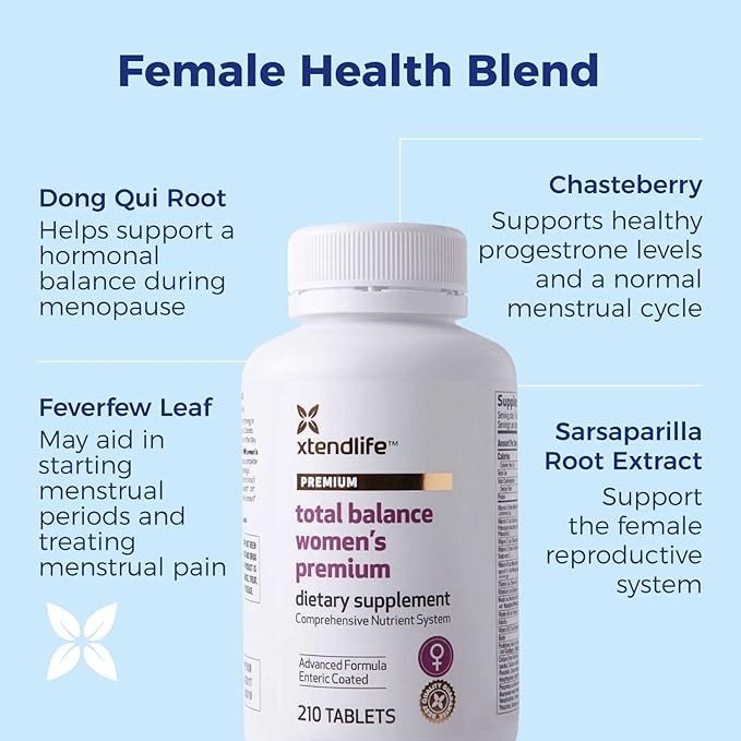 Xtendlife Total Balance Women's Premium Supplement Complete Multivitamin for Females with Over 90 Vitamins, Minerals, Antioxidants for Women (210 Enteric Coated Tablets)