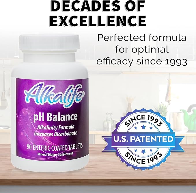 Alkalife pH Balance Pills | The First Patented Alkaline Sodium & Potassium Bicarbonate Supplement | Neutralize Acid, Balance pH, Immune Support, Peak Performance, Detox – 90 Tablets