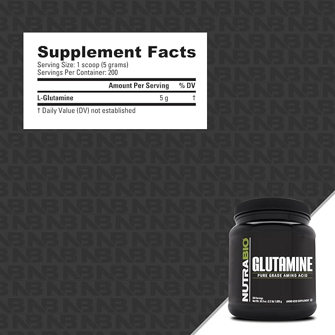 NutraBio Pure L-Glutamine Powder - L-Glutamine Supplement- Amino Acid - Pure Grade: Absolutely no Additives, Fillers or Excipients! - Muscle Recovery Supplement - (1000 Grams)