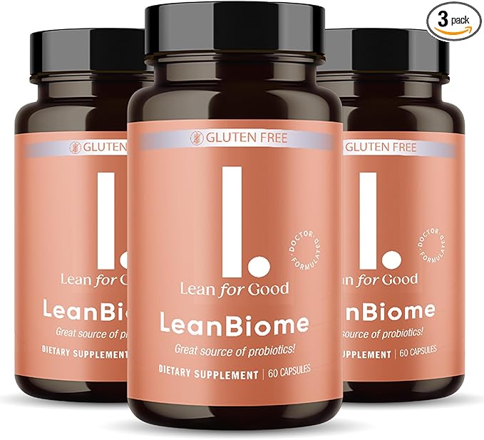 LeanBiome, 9-Strain Probiotic Formula, Supports a Balanced Gut Microbiome, Powerful Gut Probiotics with Greenselect Phytosome - 60 Capsules, 3 Pack