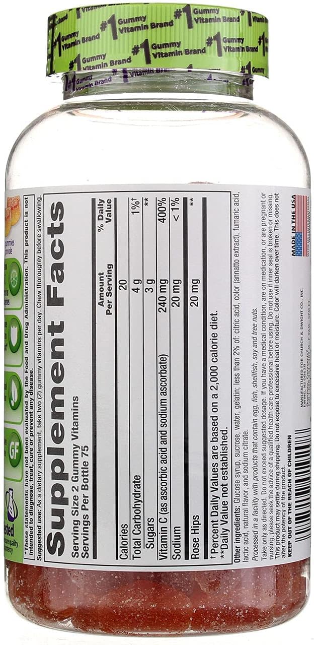 VitaFusion Power C Gummy Vitamins for Adults Absolutely Orange - 150 ct, Pack of 6