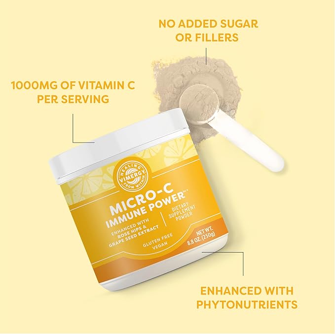 Vimergy Micro-C Immune Power TM *- 250g– 139 Servings – 1000mg/serving – Gentle Form – Antioxidant Phytonutrients – Immune & Nerve Support – Benefits Bone & Cartilage – Gluten-Free – Kosher – Vegan