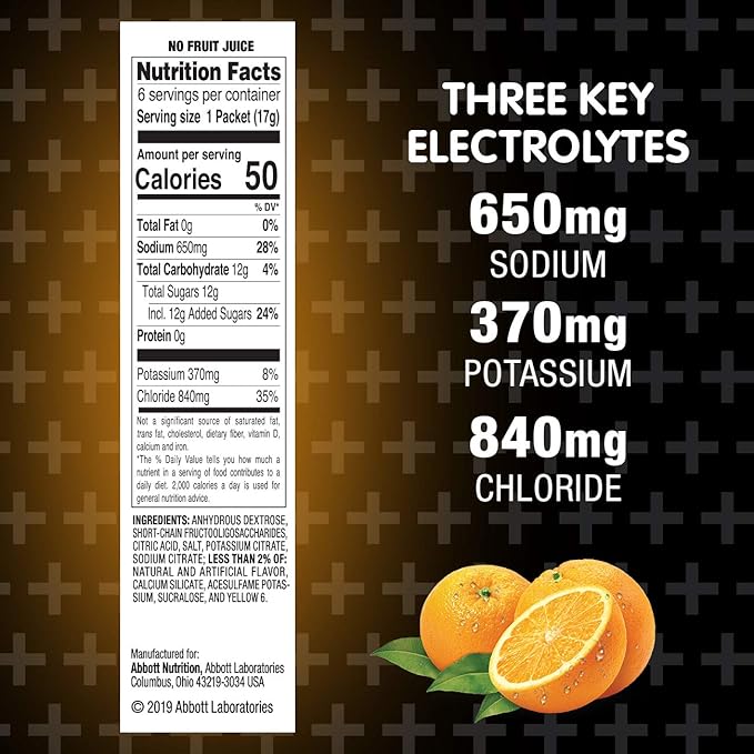 Pedialyte AdvancedCare Plus Electrolyte Powder, with 33% More Electrolytes and PreActiv Prebiotics, Orange Breeze, Electrolyte Drink Powder Packets, 0.6 oz, 6 Count