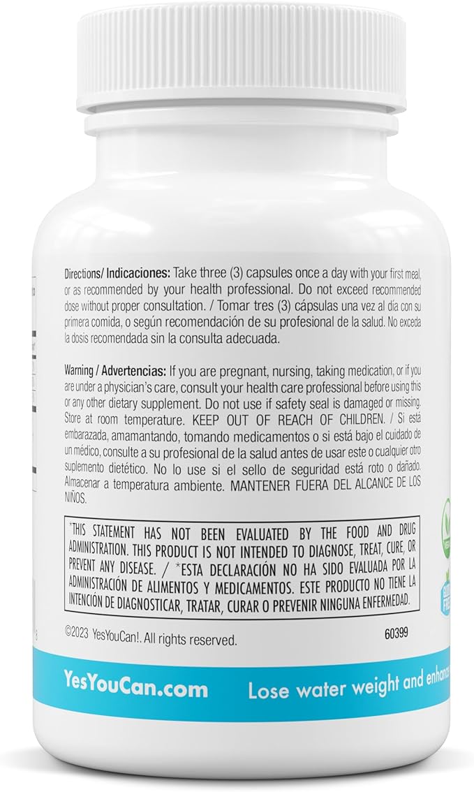 Yes You Can! Natural Water Lipo Pills - Diuretic Cleanse with Electrolytes & Vitamins - Helps with Water Retention - Gluten-Free, 21 Capsules Per Bottle