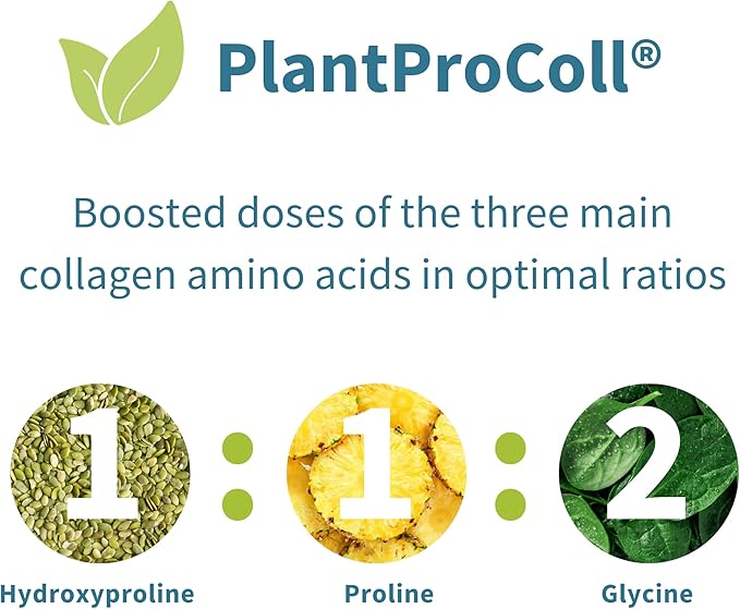 Vegan Collagen Peptide Powder, Enhanced with Glycine, Proline & Hydroxyproline & Cofactor Vitamin C, Non GMO, Complete Vegetarian Plant Based Collagen Powder Booster, 4 x 35 Servings, Pure & Essential