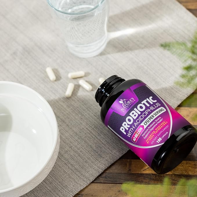 Probiotics 60 Billion CFU per Serving - 10 Strains + Prebiotics - Immune, Digestive & Gut Health Support, Supports Occasional Constipation, Gas & Bloating for Women & Men, Shelf Stable - 120 Capsules