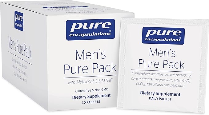 Pure Encapsulations Men's Pure Pack | Multivitamin/Mineral Complex with Added Magnesium, Vitamin D3, CoQ10, and Omega-3 Fatty Acids* | 30 Packets