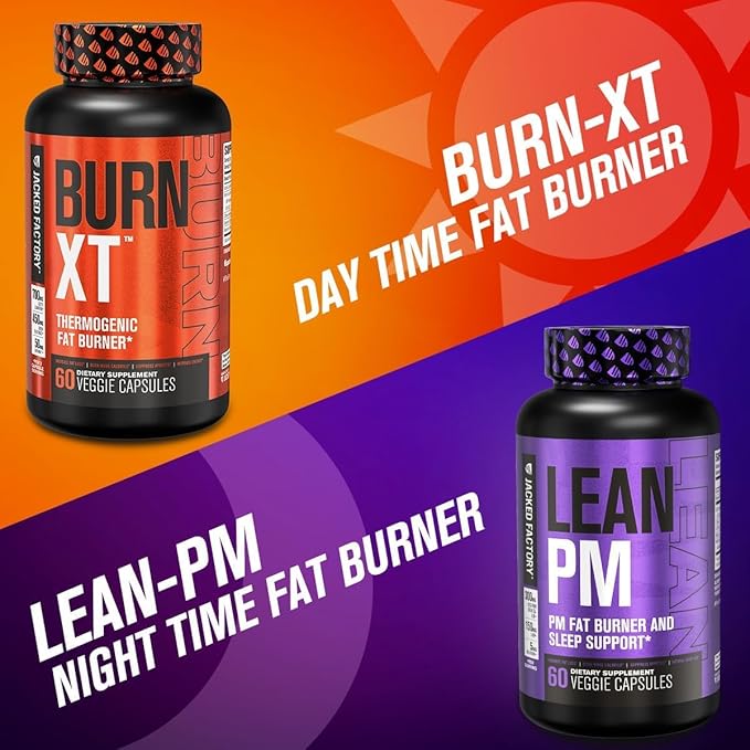 Jacked Factory Burn-XT Clinically Studied Fat Burner & Weight Loss Supplement - Appetite Suppressant & Energy Booster - with Acetyl L-Carnitine, Green Tea Extract and More - 60 Natural Diet Pills