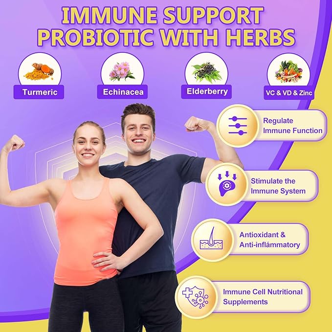 Probiotics for Women & Men Digestive Health,120 Billion CFUs, Prebiotics and Probiotics for Gut Health, D3, Zinc & Immune Support Herbs, Detox Cleanse, 45 Day - 3 Month Supply