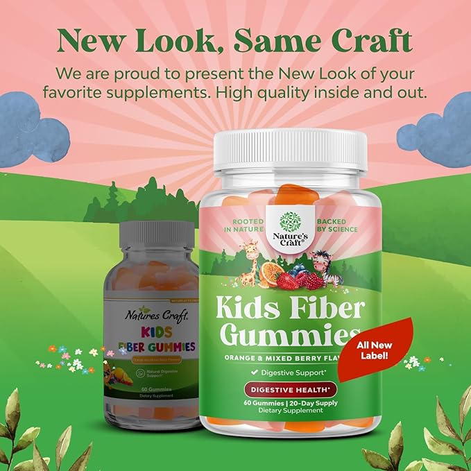 Kids Fiber Gummy Prebiotics Supplement - Soluble Fiber Gummies for Kids for Easing Constipation and Supporting Digestive Health Kids Fiber Gummies Immune System Booster Delicious Gummy Vitamins