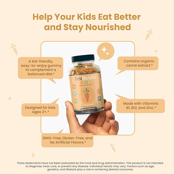 TruHeight Kids Appetite Booster Gummies (Ages 2+) All Natural Toddler, Kids & Teens Appetite Stimulant to Eat More - Weight Gain Vitamins - Endorsed by Pediatricians - Vitamin for Underweight Kids