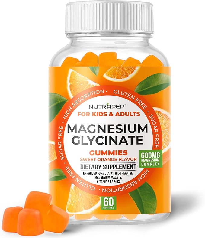Magnesium Glycinate Gummies for Kids & Adults Women & Men - Sugar Free Gluten Free Non-GMO Vegan Chewable Supplement