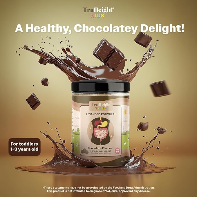 TruHeight Toddler Advanced Formula+ (Chocolate) 16 Vitamins Including Protein, Vitamin C, D, & Iron for 1, 2, 3 Years Old, Pediatric Endorsed Nutritional Drink, Toddler Complete Nutrition 12-36 Months