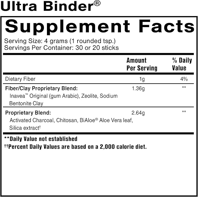 Quicksilver Scientific Ultra Binder Powder - Multi Toxin Binder with Bentonite Clay Powder, Zeolite Detox & Charcoal - Supplement for Gut Support & The Body's Toxin Removal Process (120g)