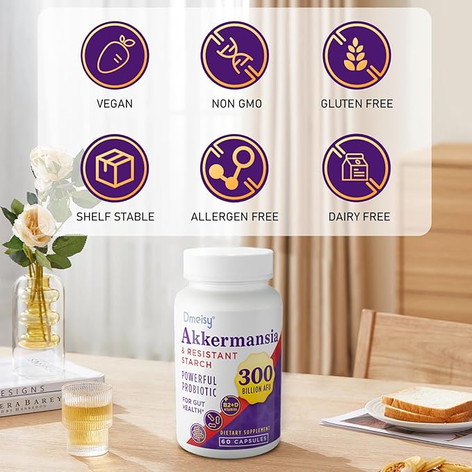 GLP-1 Supplement - 300 Billion AFU Akkermansia Muciniphila, Akkermansia Probiotic for Women & Men, for Boost GLP-1, Digestive, Gut, Immunity, Enhances Gut Lining Function & Intestinal Walls, 120 Count