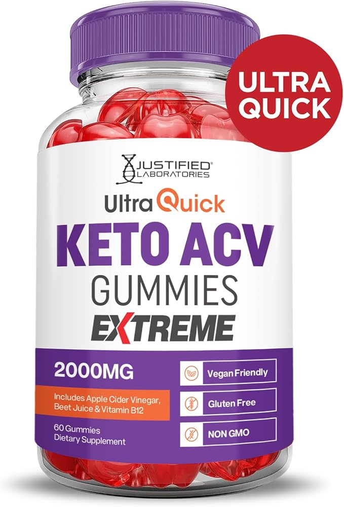 (2 Pack) Ultra Quick Keto ACV Gummies Extreme 2000MG Ultraquick Keto Gummies Apple Cider Vinegar Formulated with Pomegranate Beet Juice Powder B12 Vegan Non GMO 120 Gummys