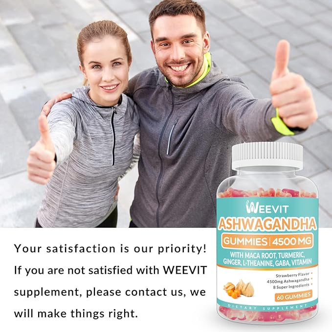 Ashwagandha Gummies 4500mg for Women & Men, Ashwagandha Gummy with Maca Root Powder | Organic Ashwa Gummies for Boost Energy