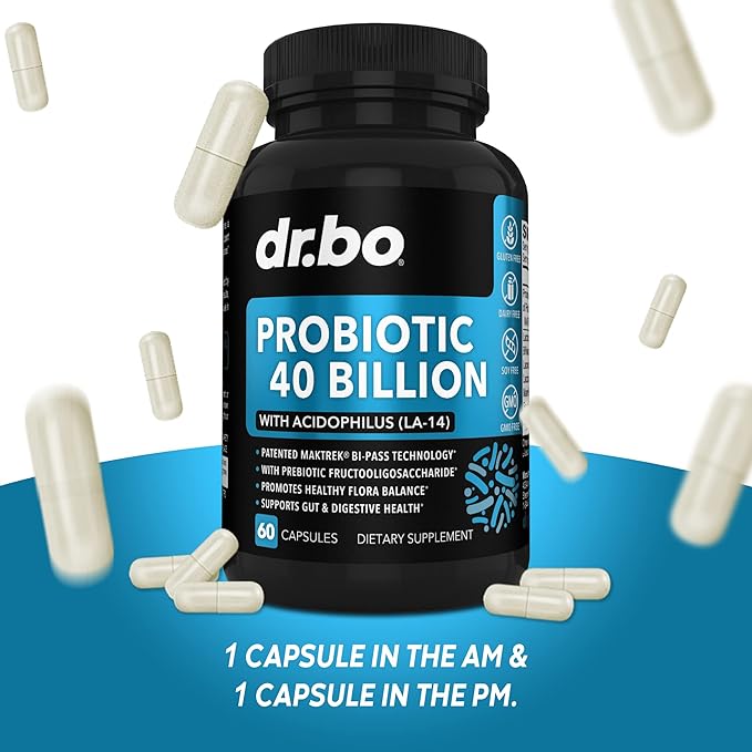 Probiotic 40 Billion CFU Supplement - Lactobacillus Acidophilus Probiotics for Women & Men Capsules - Gluten Free Probiotics for Digestive Health Pills with Bifidobacterium, Plantarum, Paracasei, FOS