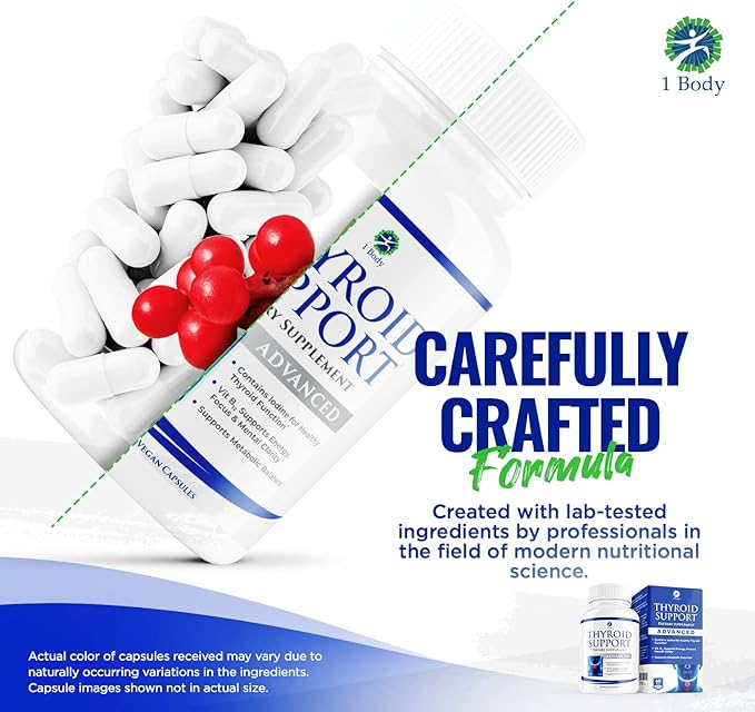 1 Body Thyroid Support Supplement, 90-Day Supply, 3 Pack with B12, Iodine, Zinc, Selenium, Ashwagandha, Non-GMO Vegetarian Formula