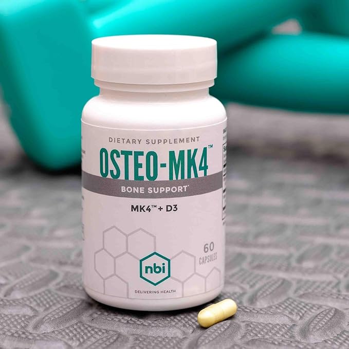 NBI Osteo-MK4 Bone Support | Vitamin D & K Complex | 45mg Vitamin K2 (MK4) for Strong Bone Health & Function | 60ct Veggie Capsules