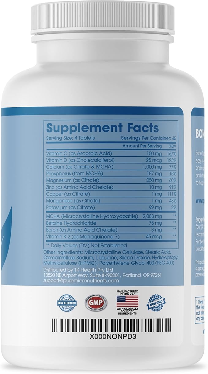 Calcium Supplement for Women & Men - Calcium Citrate & Hydroxyapatite + Vitamin D3 K2 Magnesium Zinc & More for Complete Bone Health, 180 Tablets