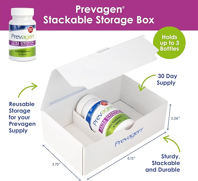 Prevagen Extra Strength 20mg, 30 Chewables|Mixed Berry-1 Pack|with Apoaequorin & Vitamin D with Attractive and Stackable Prevagen Storage Box