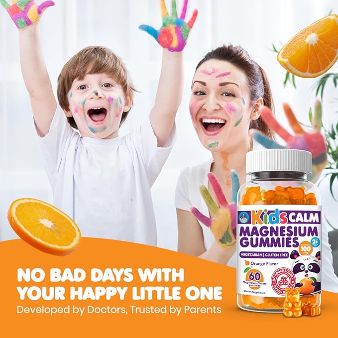 Sugar-Free Calm Magnesium Gummies for Kids and Adults (Orange) - Kids Magnesium Gummies for Relaxation & Sleep Support - Magnesium Citrate Gummies (60 Count)