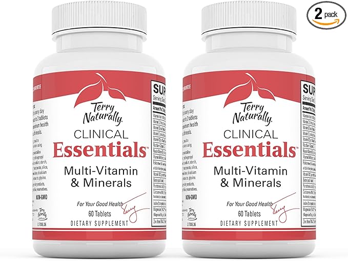 Terry Naturally Clinical Essentials - Supplement to Aid Bone, Cardiovascular & Immune Health - Supplement with Chelated Minerals - Supplement with B-Vitamins & Vitamin C - 60 Tablets (Pack of 2)