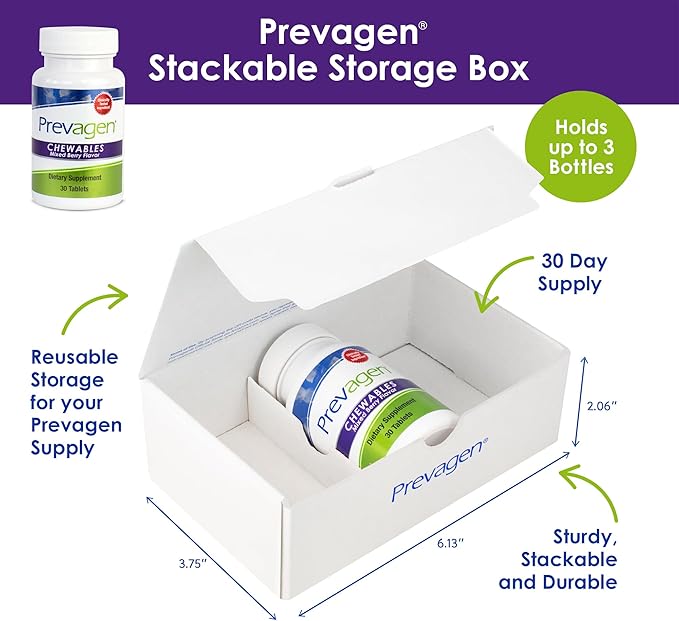 Prevagen Regular Strength 10mg, 30 Chewables|Mixed Berry-1 Pack|with Apoaequorin & Vitamin D with Attractive and Stackable Prevagen Storage Box