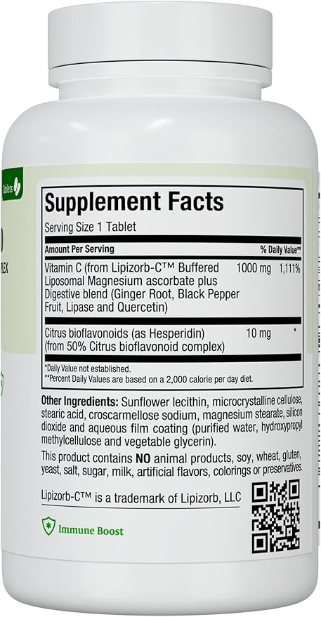 Liposomal Vitamin C - Liposomal VIT C - 1000mg Tablets with Digestive Blend - Highly Absorbable High Dose VitaminC - Non GMO Kosher Vegetarian Doctor-Formulated Immune Support Supplement (90 Count)