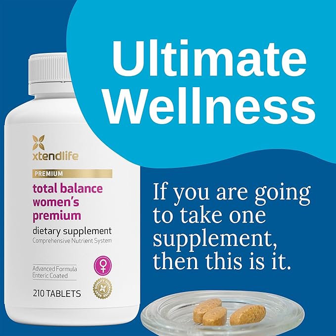 Xtendlife Total Balance Women's Premium Supplement Complete Multivitamin for Females with Over 90 Vitamins, Minerals, Antioxidants for Women (210 Enteric Coated Tablets)