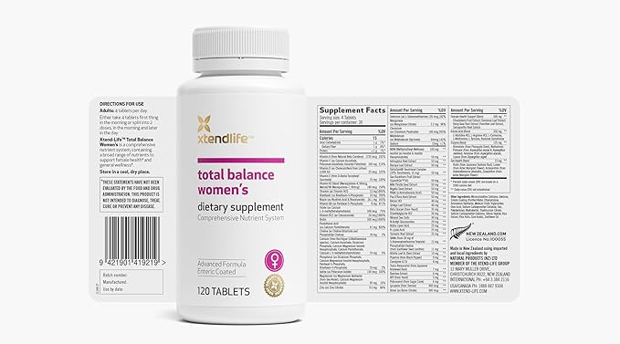 Xtendlife Total Balance Women's Multinutrient Supplement for Anti-Aging & General Health (120 Enteric Coated Tablets)