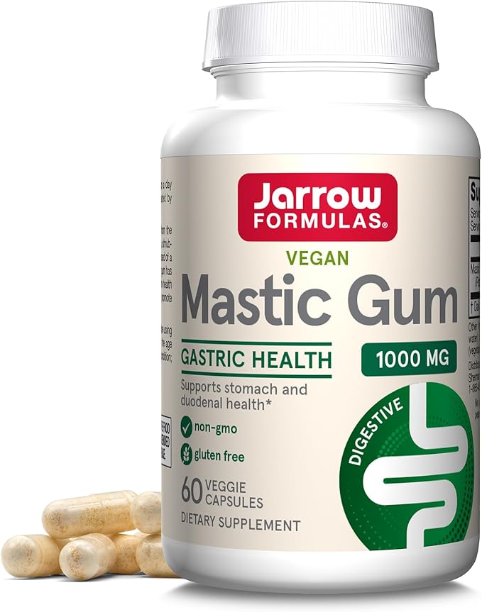 Jarrow Formulas Mastic Gum 1000 mg, Dietary Supplement for Gastrointestinal Health Support, 60 Veggie Capsules, 30 Day Supply
