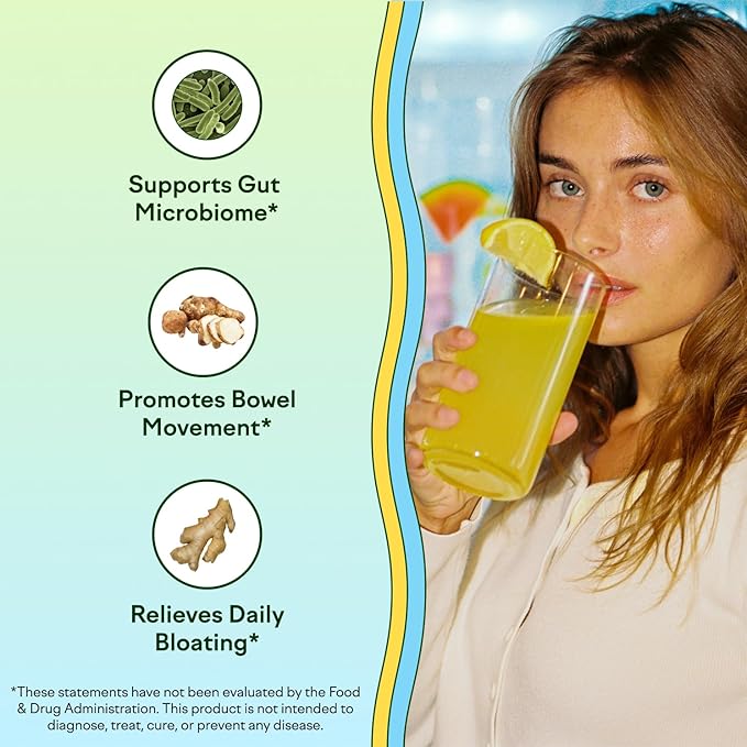 Feel Goods Gut Guardian, Prebiotic & Probiotic Powder, Sugar Free, Organic Fiber, Organic Herbs for Bloat, Gut Health Support, Digestive Health for Men & Women, Non GMO, Vegan | Lemon Ginger, 15 Count