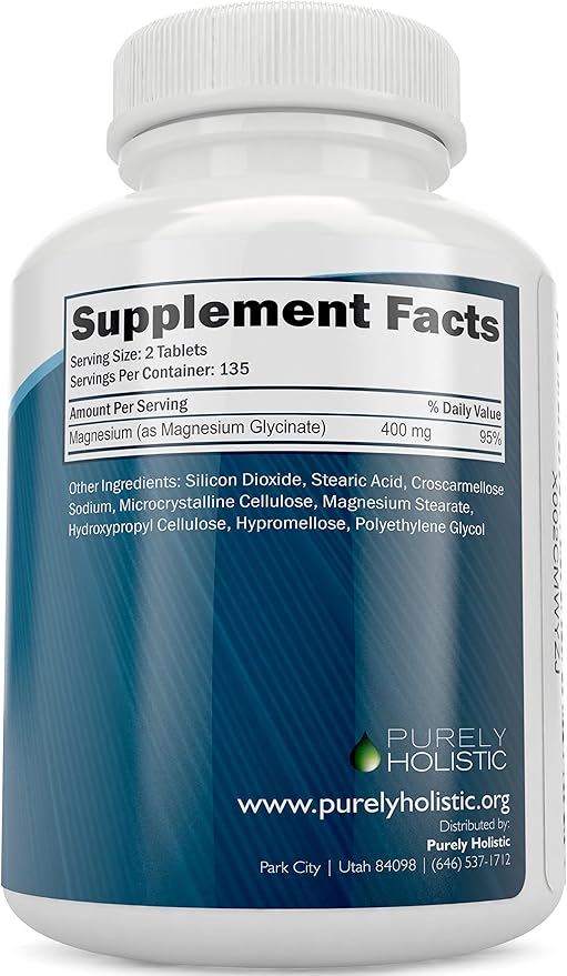 Magnesium Glycinate 400mg - 270 Magnesium Tablets (not Capsules) - 400 mg Elemental Magnesium - Highly Bioavailable - Vegan and Vegetarian - for Improved Sleep, Stress Relief & Cramp Defense