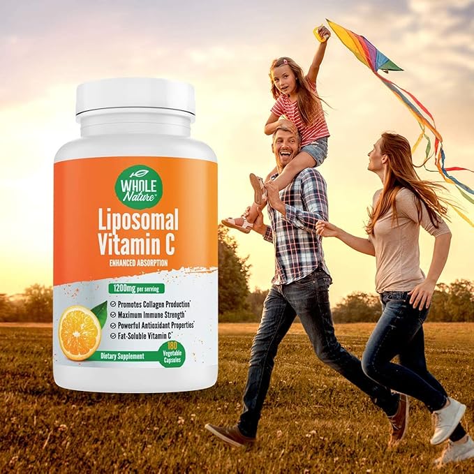 Liposomal Vitamin C Supplement Pills 1200 mg - High Absorption 180 Vegan Capsules Fat Soluble Vit C, Maximum Strength Immunity Support & Collagen Booster, Sunflower Lecithin , lypo spheric (2)