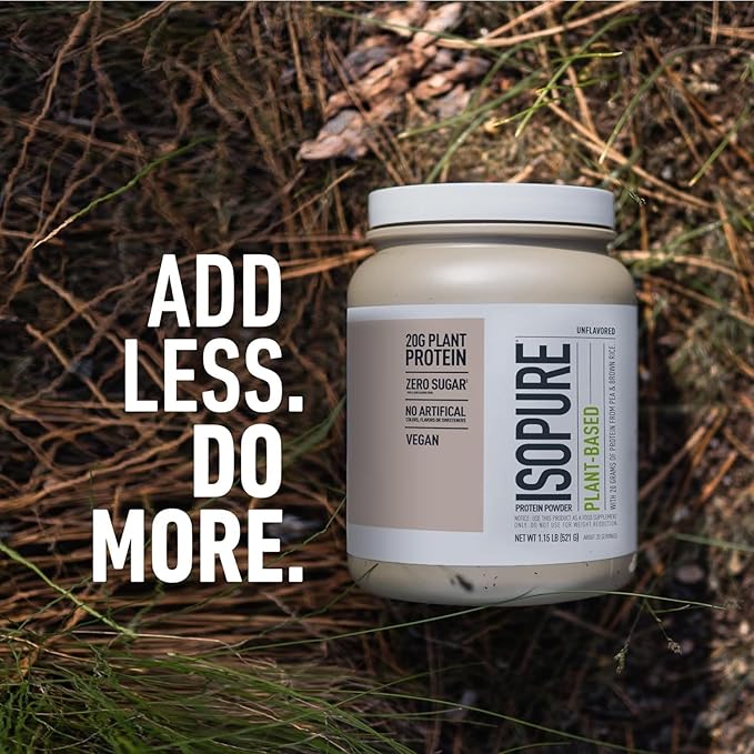 Bundle of Isopure Unflavored Organic Vegan Pea Protein Powder, Dairy Free with Amino Acids, 20 Servings + Isopure Collagen Peptides Powder, 14 Servings, Unflavored, with Vitamin C, with Biotin