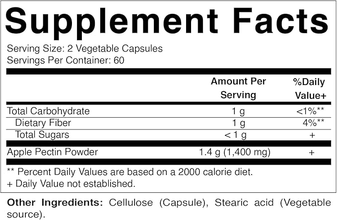 Vitamatic Apple Pectin 700 mg 120 Vegetarian Capsules - Dietary Fiber - Promotes Healthy Intestinal Health*