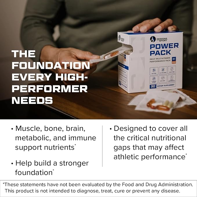 Vitamin Packs - NSF Certified for Sport Power Pack with Daily Multivitamin, Fish Oil Omega-3, Magnesium Glycinate & Vitamin D3 + K - Professional Workout Supplements (30 Packets)