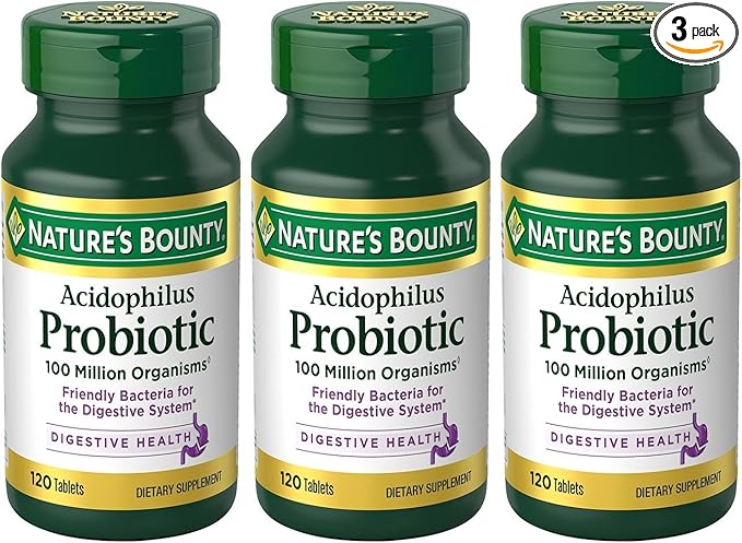 Nature's Bounty Nature's Bounty Probiotic Acidophilus, 360 Tablets (3 X 120 Count Bottles),, 360 Count ()