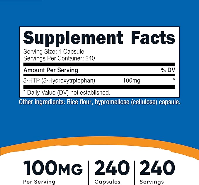 Nutricost 5-HTP 100mg, 240 Vegetarian Capsules (5-Hydroxytryptophan) - Non-GMO & Gluten Free (2 Bottles)